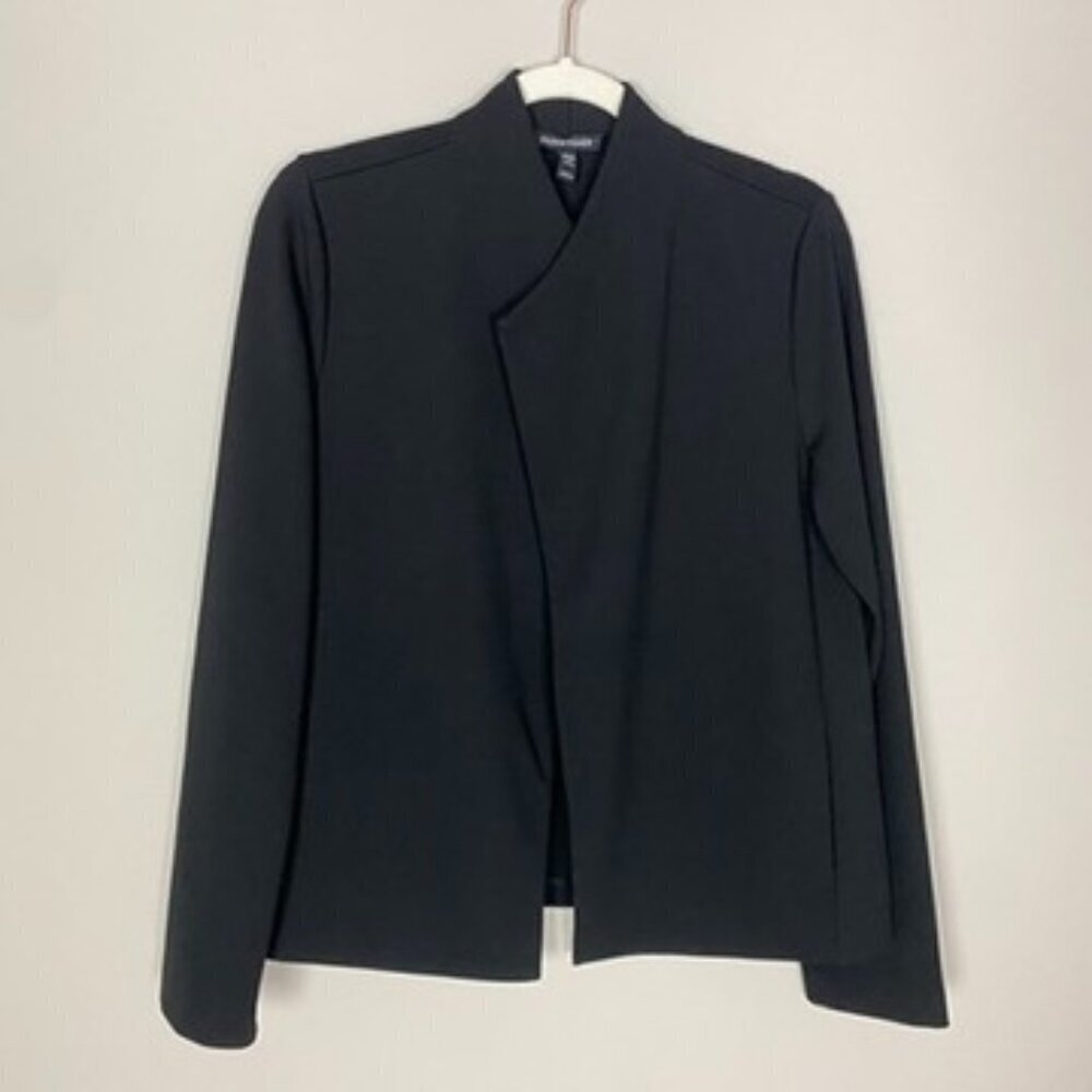 Eileen Fisher Black Blazer Womens XS Open Front Career Professional Work